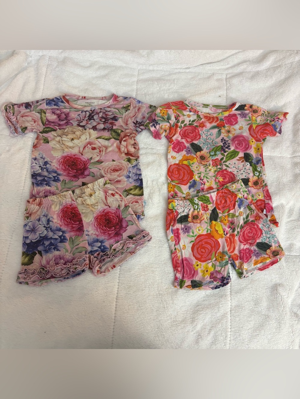Posh Peanut 2 Sets Floral Short Sleeve Pajama Sets - 3T